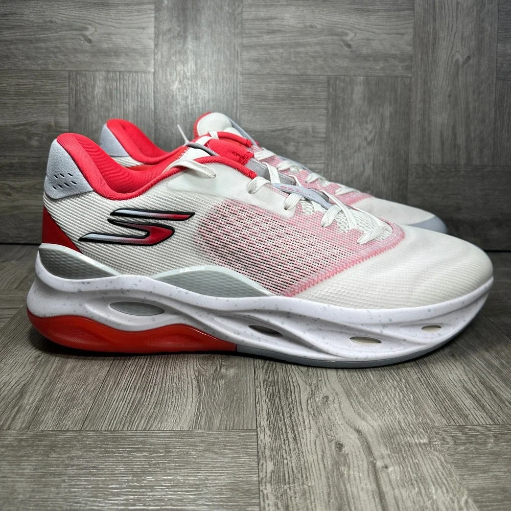 Skechers SKX Resagrip Basketball Shoes Mens 17 White Red Athletic NEW 253001P